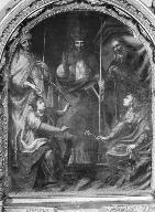 Tableau d'autel : saint Blaise entouré de saint Éloi, sainte Catherine, saint Antoine et sainte Marthe