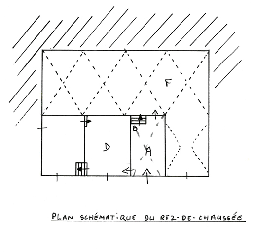 Les Boussardes. Ferme 178. Plan schématique du rez-de-chaussée.