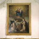 tableau : La Vierge et l'Enfant Jésus remettant le rosaire à saint Dominique de Guzman et sainte Catherine de Sienne, cadre