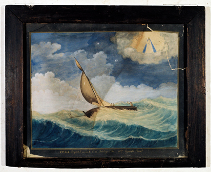 ex-voto, tableau : Bateau dans la tempête (N° 2)