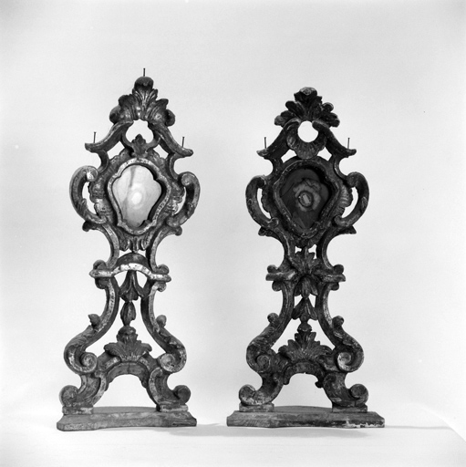 ensemble de 2 reliquaires-monstrances (No 2) : reliquaire de saint Joseph et de sainte Claire, reliquaire du sang d'un saint