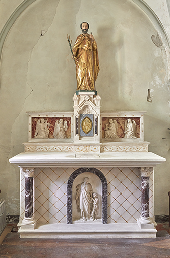 Ensemble de l'autel secondaire de saint Joseph : autel, gradins d'autel, tabernacle