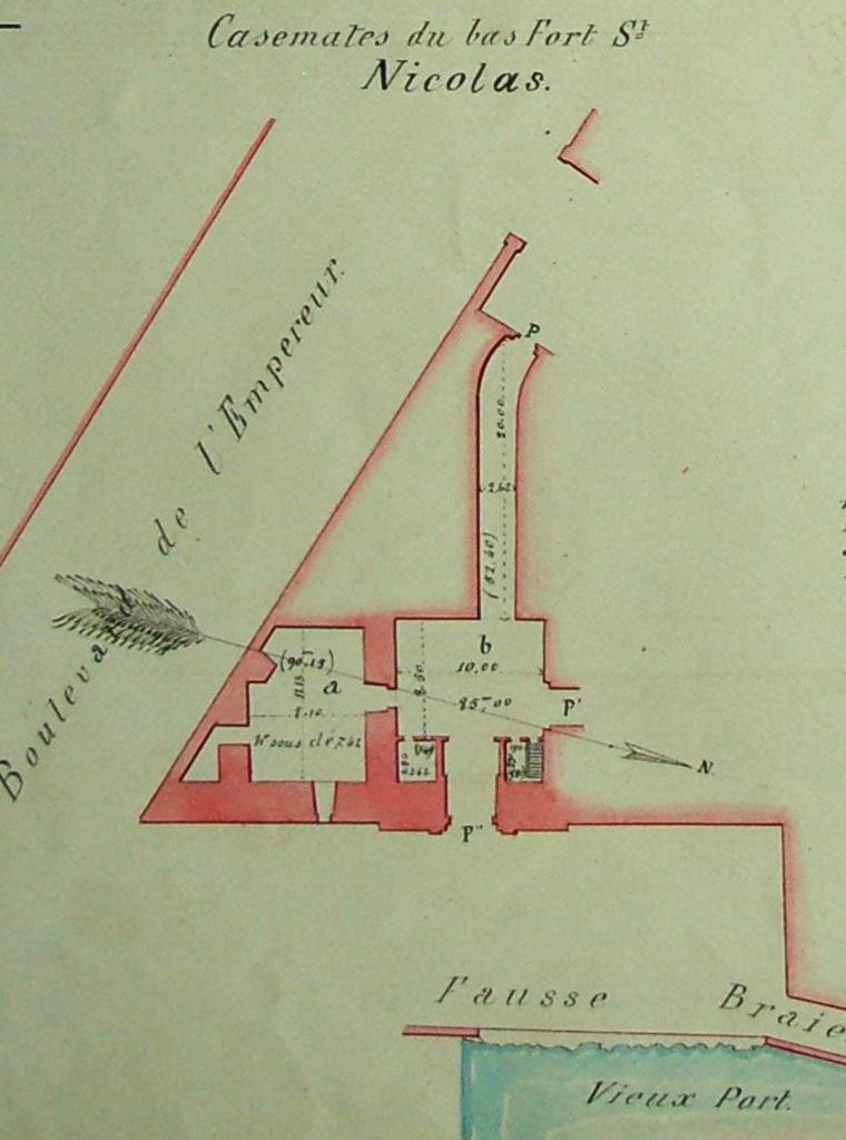  [Fort Ganteaume, plan de la Porte Marine après la percée du boulevard de l'Empereur en 1867]