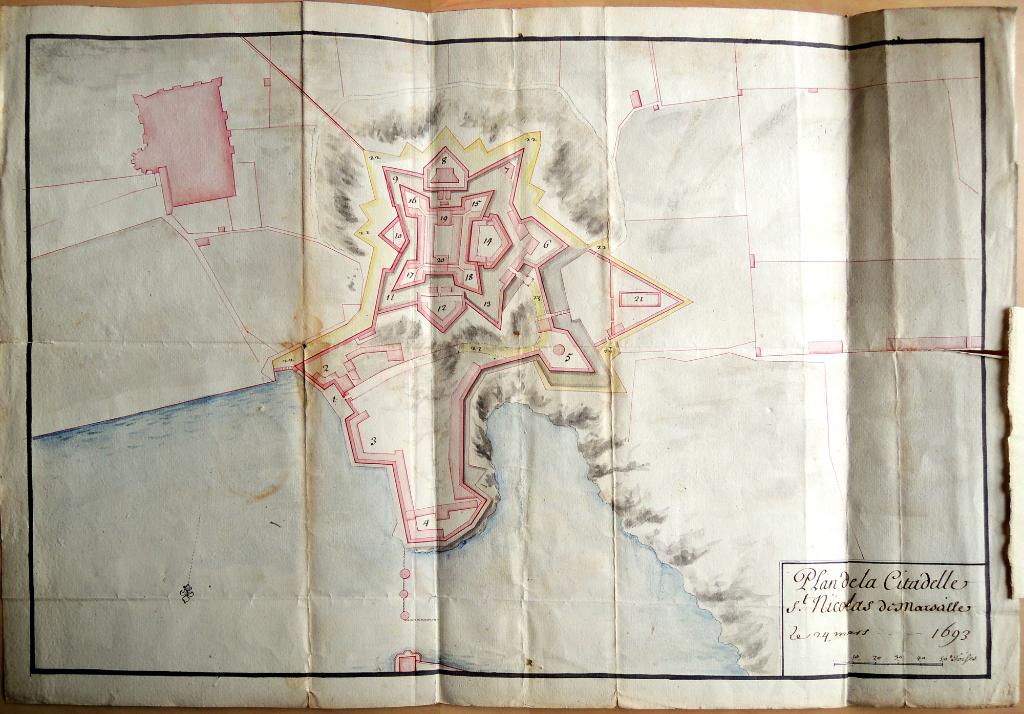 Plan de la citadelle St Nicolas de Marseille, 1693. 
