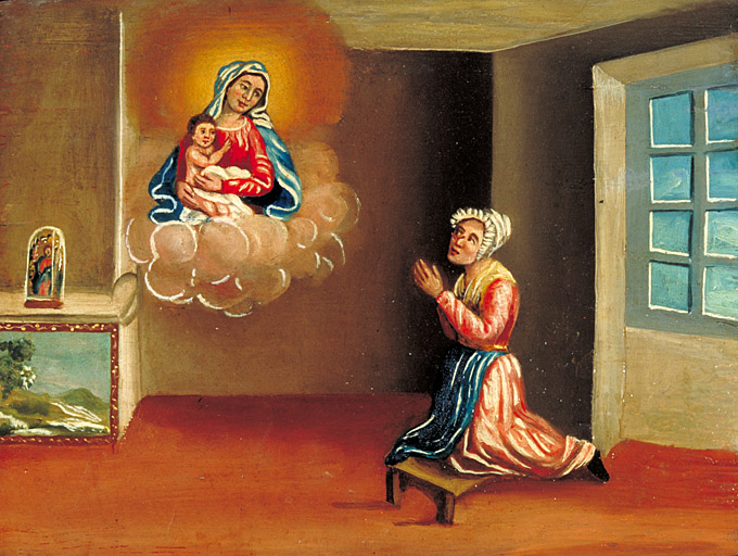tableau, ex-voto : Prière d'une femme à la Vierge à l'Enfant