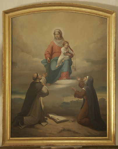 tableau d'autel : Donation du Rosaire et du Scapulaire