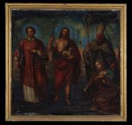 Tableau, cadre : saint Étienne, saint Jean-Baptiste, saint Saturnin et sainte Marie-Madeleine
