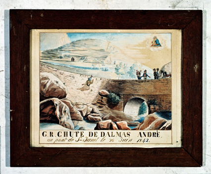 ex-voto, tableau : Chute d'un enfant tombant dans un torrent, André Dalmas