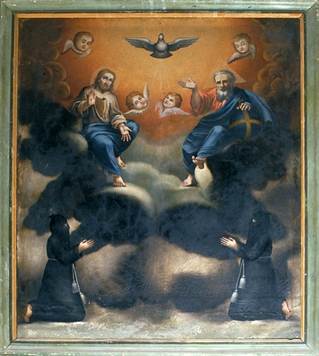 tableau : Sainte Trinité et deux pénitents noirs