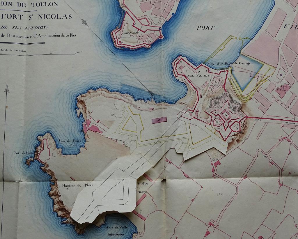 Plan du fort St Nicolas et de ses environs, pour un projet de restauration et d'amélioration de ce fort, 1818. 