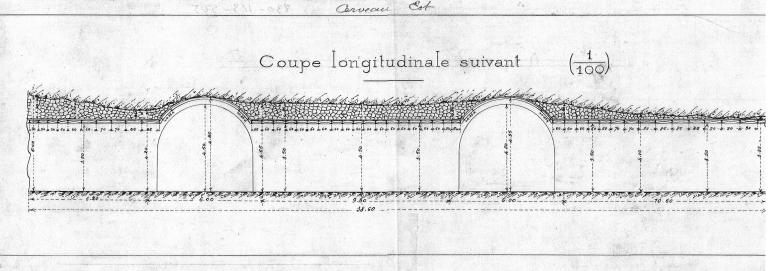 Cerveau Est. Coupe longitudinale. [Coupe de la galerie principale du souterrain-caverne du Gros Cerveau], 1890.