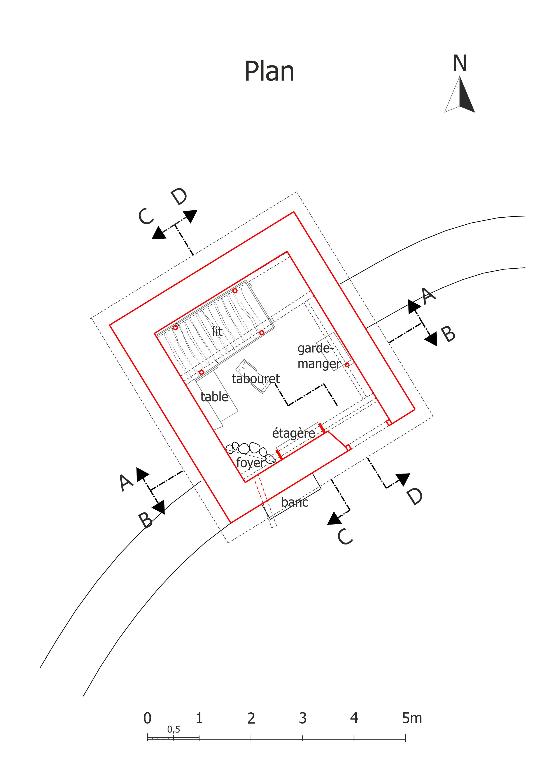 Ancienne cabane du Vallonet (Allos) - Plan