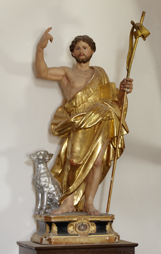 Statue-reliquaire (socle-reliquaire) : saint Jean-Baptiste