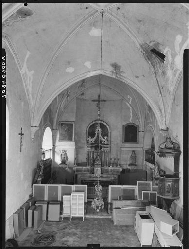 Chapelle, intérieur, vue d'ensemble d'ouest en est.