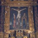 tableau (tableau d'autel) : Christ en croix entre la Vierge et saint Pierre