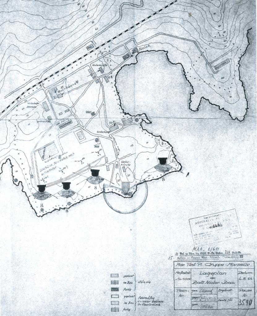[Plan allemand de la batterie de Niolon Bas], 1944.