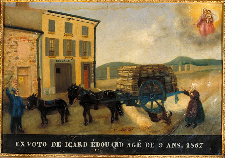 tableau, ex-voto : Accident de charrette de Edouard Icard