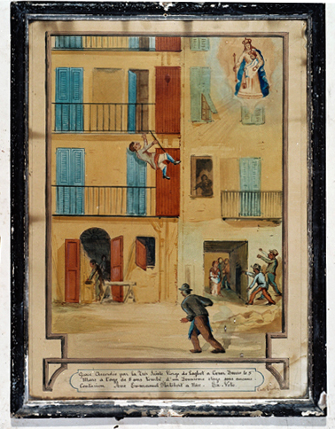 ex-voto, tableau : Chute d'un enfant tombant d'un balcon, César Deccio