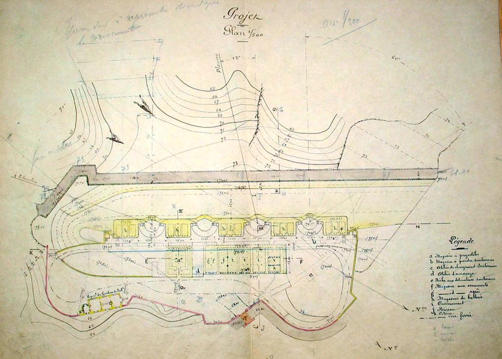 [Plan de projet de réorganisation de la batterie de Caveaux],1905.