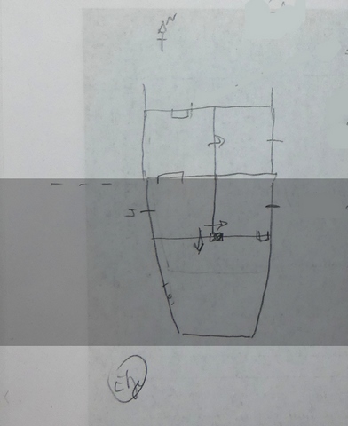 Plans schématiques du bâtiment. Etage (partie non grisée). 