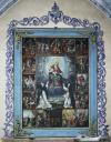 tableau : Vierge à l'Enfant remettant le rosaire à saint Dominique de Guzman et à sainte Catherine de Sienne (N° 1)