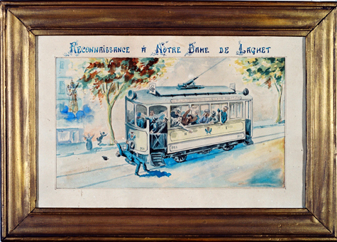 ex-voto, tableau : Homme renversé par le tramway