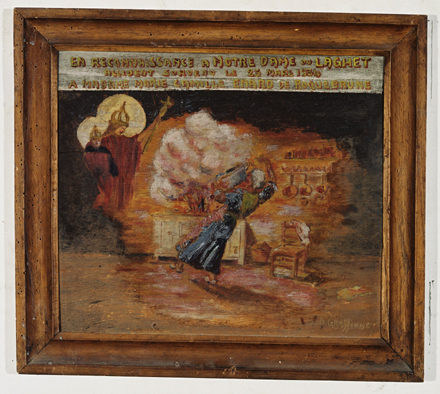 ex-voto, tableau : Femme brûlée par son fourneau, Marie Camille Enard