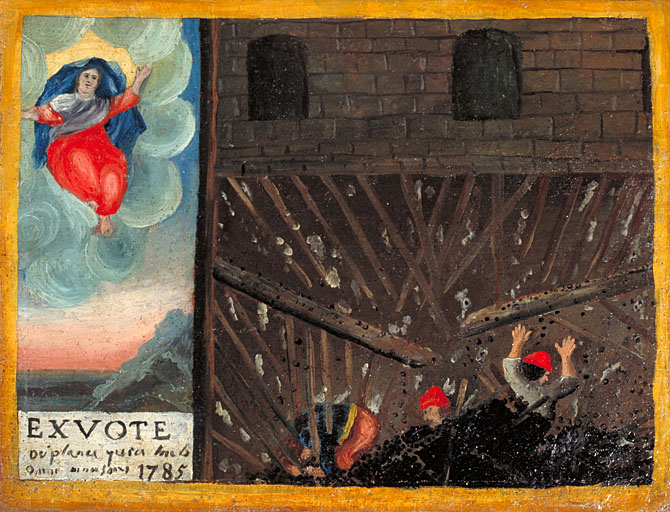 tableau, ex-voto : Accident dans une mine de charbon