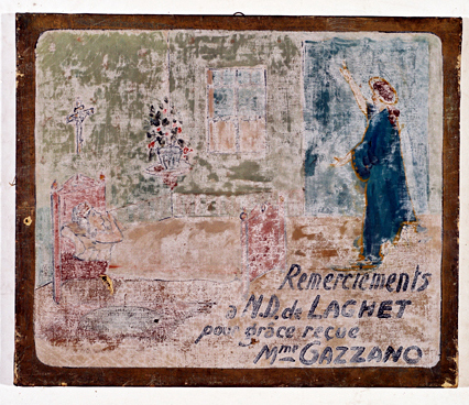 ex-voto, tableau : Demande de guérison d'une femme, Mme Gazzano