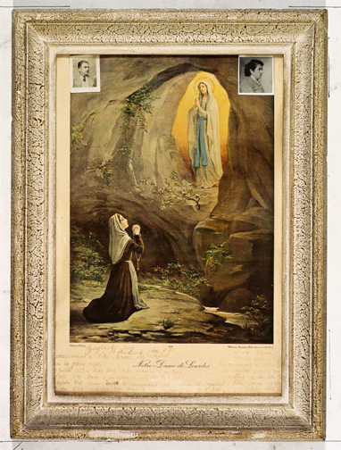 ex-voto, tableau : Prière à la Vierge de Lourdes