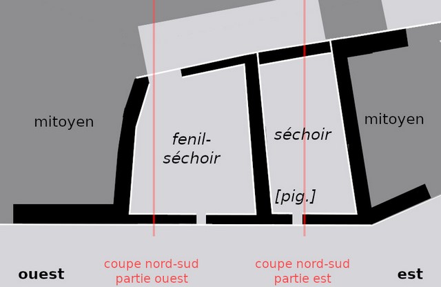 Plan schématique du bâtiment : étage de comble.