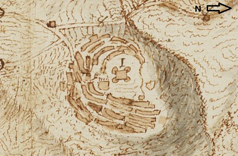 Carte de la Délimitation de Gattières, Carros et le Broc, 1726. [Détail du village de Gattières]. 
