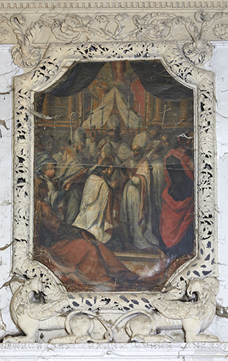 Ensemble de sept tableaux : scènes de la vie de saint Augustin