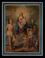 Cadre, tableau : la Vierge à l'Enfant avec saint Sébastien et saint Roch