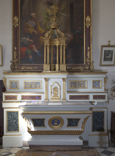 ensemble du maître-autel : autel, 2 gradins d'autel, tabernacle, exposition