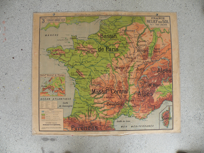 CARTE MURALE EN RELIEF France