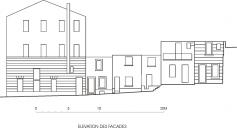 Maisons des parcelles L 97 à 99, 102 à 104. Elévation des façades antérieures.