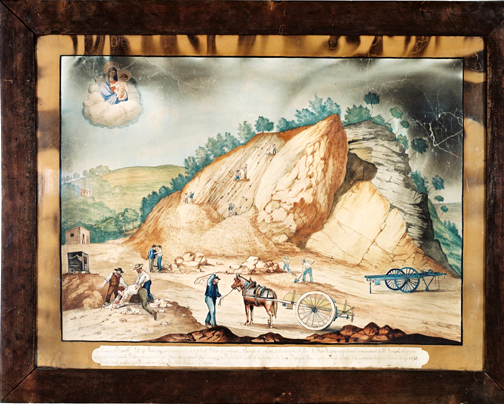 ex-voto, tableau : Eboulement à la carrière de Bon-Voyage, Pierre Bonifassi