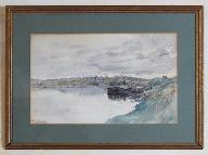 Tableau : bateau lavoir sur la Seine (?)