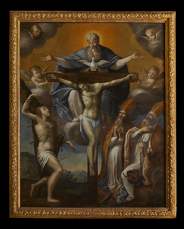 Cadre, tableau : Sainte-Trinité avec saint Eloi, saint Véran et saint Sébastien