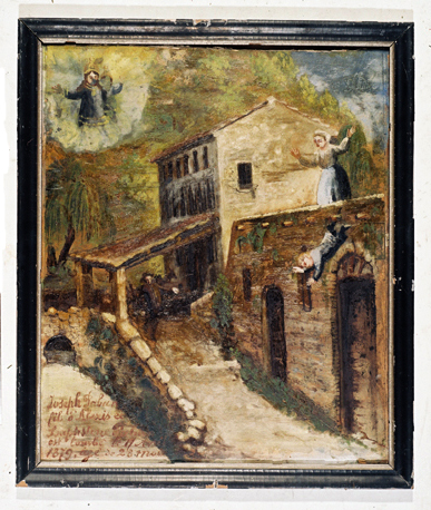 ex-voto, tableau : Chute d'un enfant tombant d'un mur, Joseph Paban