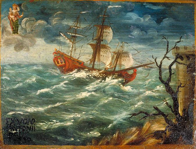 tableau, ex-voto : Bateau dans la tempête (N° 7)