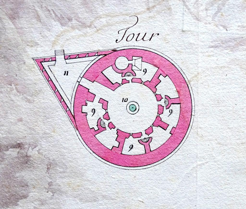 Plan de la tour de Pomègue [détail d'une planche de plans],1712.