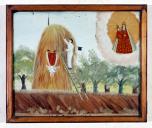 ex-voto, tableau : Chute d'une jeune fille du haut d'une meule de foin