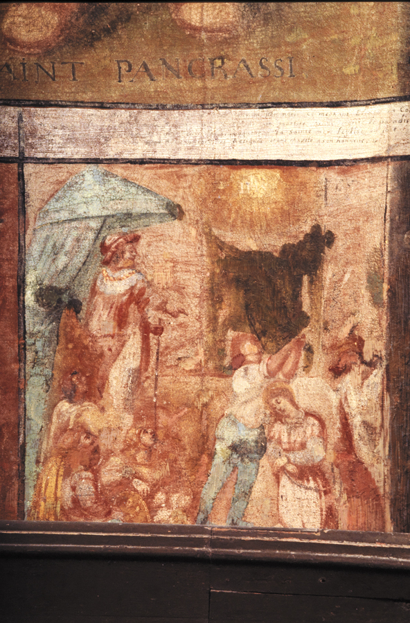 tableau : sainte Julie entre saint Joseph et saint Pancrace