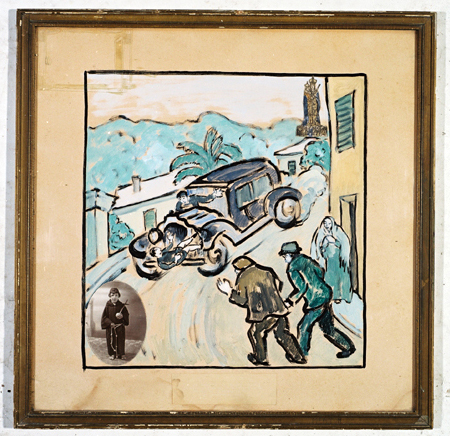 ex-voto, tableau : Enfant renversé par une voiture automobile, Roger Rivette