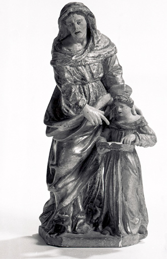 groupe sculpté (statuette) : Education de la Vierge