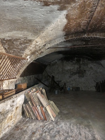 Etage de soubassement, remise-étable. Vue de volume prise du nord.