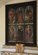 Tableau : saint Jacques le Majeur, saint Jacques le Mineur, saint Pierre, saint Barthélémy, saint Antoine, sainte Agathe