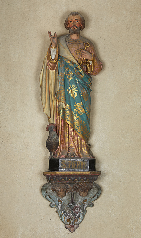 Statue (petite nature) : saint Pierre, et console